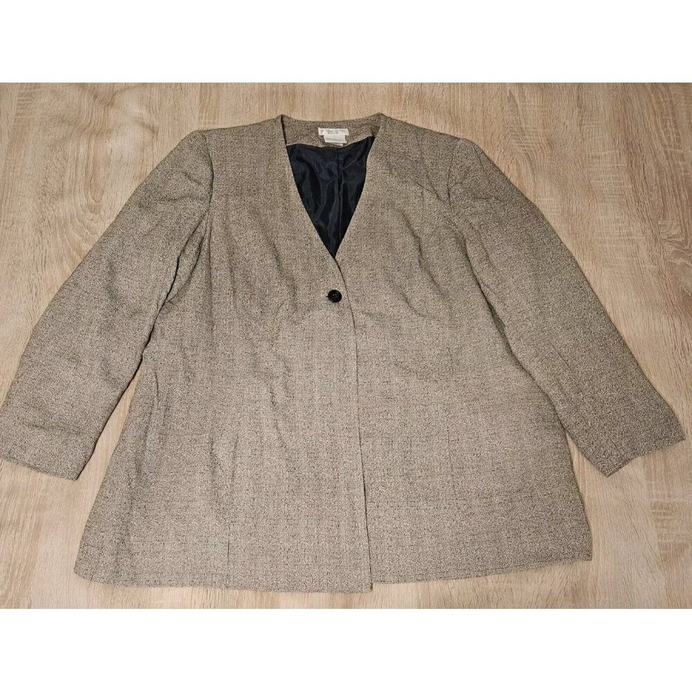 Worthington Womens Plus Size 20 Brown Suit Jacket Blazer Lined Single Button